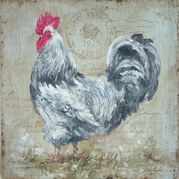 Modern Farmhouse Décor: Parisian Postmarked Rooster II by Debi Coules