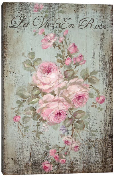 La Vie En Rose Canvas Art Print - Debi Coules Typography