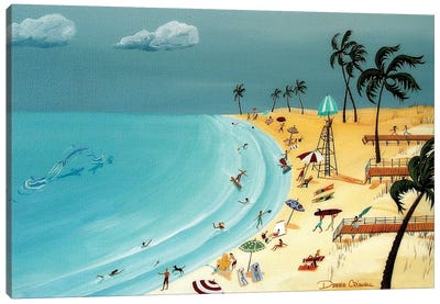 The Gulf Beaches In My Memories Canvas Art Print - Folk Art
