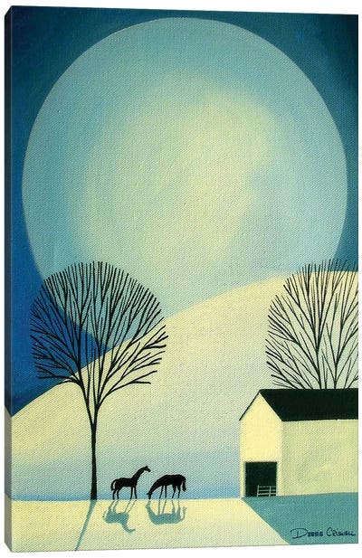Under The Moonlight Canvas Art Print - Hill & Hillside Art