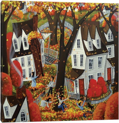 Autumn Day Fun Canvas Art Print - Village & Town Art