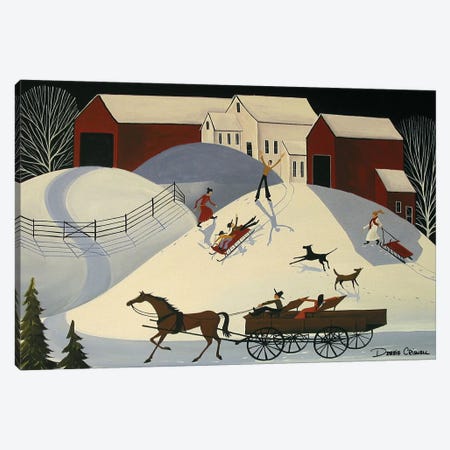 Bobbys First Sled Ride Canvas Print #DEC126} by Debbie Criswell Canvas Art Print