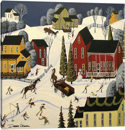 Christmas Cheer Canvas Art Print - Village & Town Art