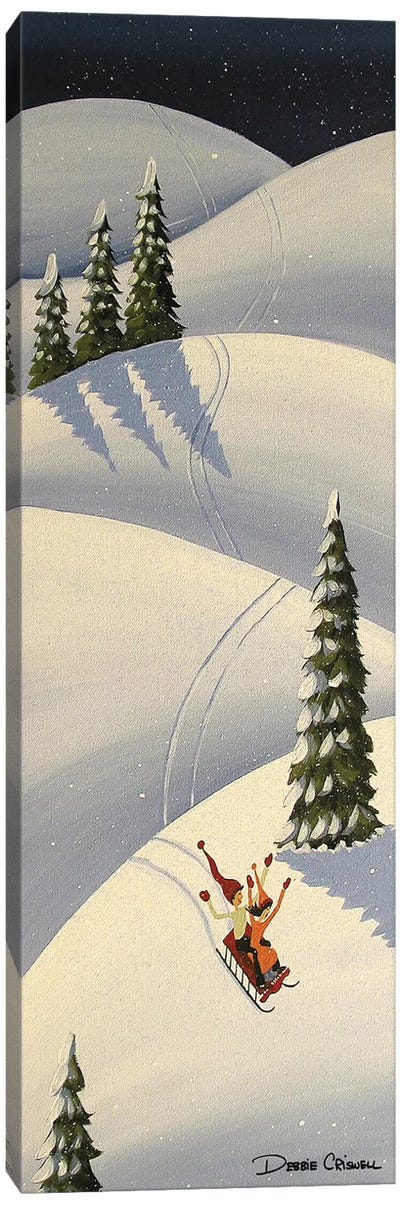 Downhill Fun Canvas Art Print - Folk Art