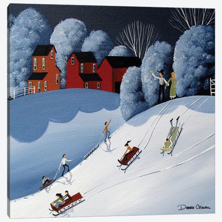 Family Fun Snow Day Canvas Print #DEC137} by Debbie Criswell Canvas Wall Art
