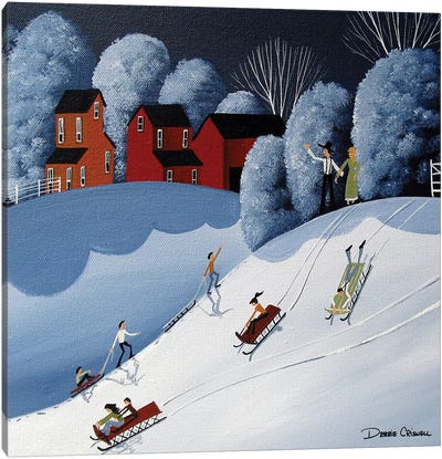 Family Fun Snow Day Canvas Art Print - Debbie Criswell