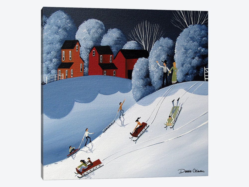 Family Fun Snow Day by Debbie Criswell 1-piece Canvas Artwork
