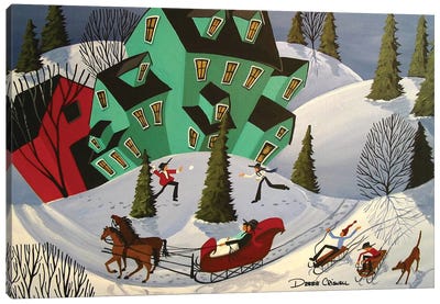 Sleigh Ride Canvas Art Print - Christmas Scenes
