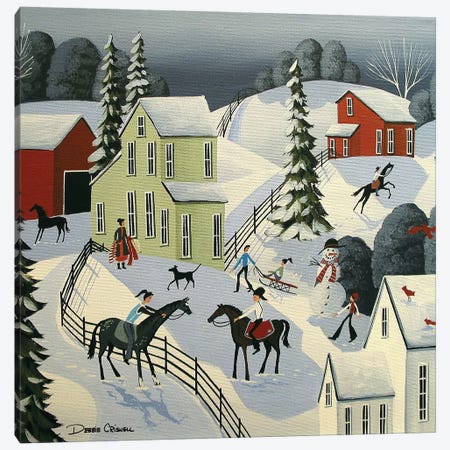 Snow Fun And Friends Canvas Print #DEC166} by Debbie Criswell Art Print