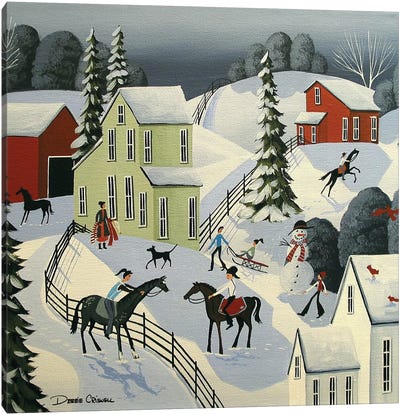 Snow Fun And Friends Canvas Art Print - Christmas Scenes