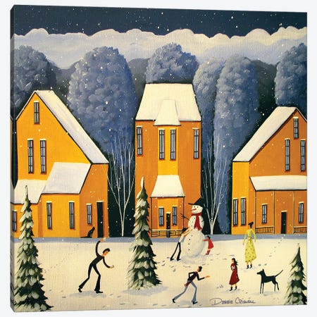 Snow Is Falling Friends Are Calling Canvas Print #DEC167} by Debbie Criswell Canvas Art Print