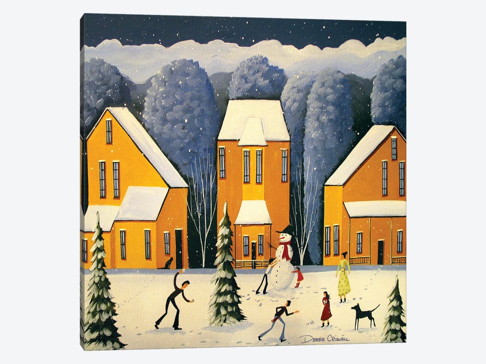 Snow Is Falling Friends Are Calling by Debbie Criswell 1-piece Canvas Print