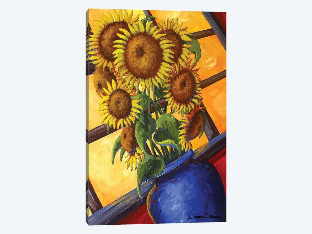 Sunflowers Blue Vase by Debbie Criswell 1-piece Canvas Art Print