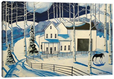 Winter Farm Canvas Art Print - Debbie Criswell