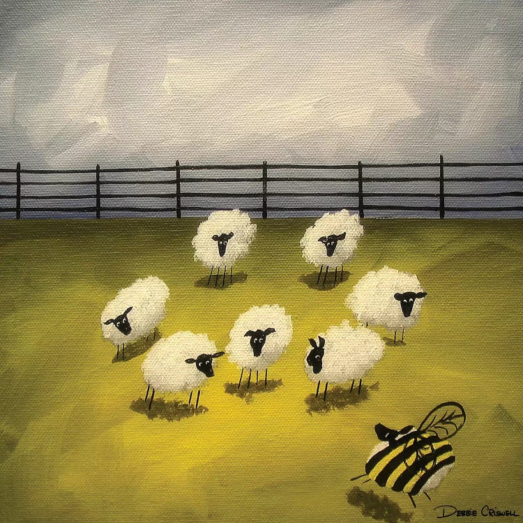 Bumble Sheep Canvas Art Print by Debbie Criswell | iCanvas
