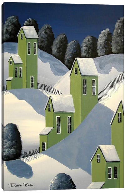 Winter Green Canvas Art Print - Folk Art