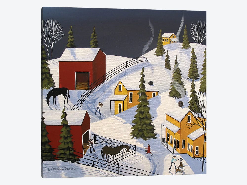 Wintertime Chores by Debbie Criswell 1-piece Canvas Art