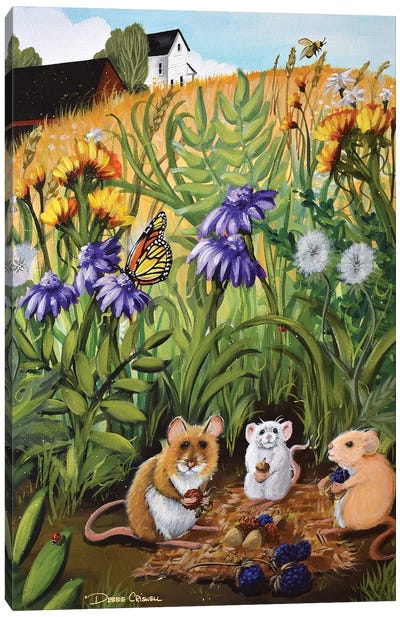 Picnic Mice Canvas Art Print - Debbie Criswell