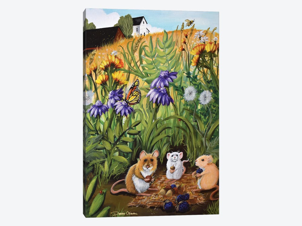 Picnic Mice by Debbie Criswell 1-piece Canvas Print