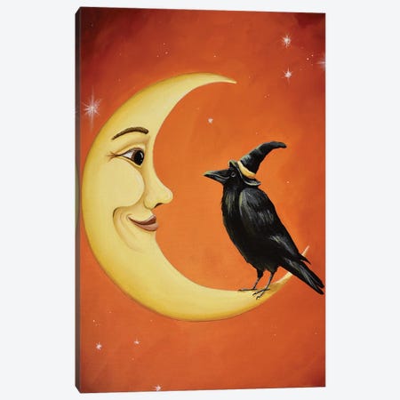 The Moon Crow Canvas Print #DEC189} by Debbie Criswell Canvas Artwork