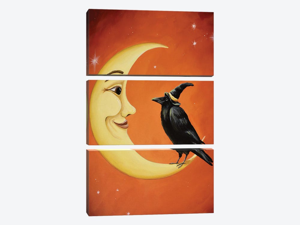 The Moon Crow by Debbie Criswell 3-piece Canvas Art Print