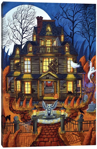House Of Haunts Canvas Art Print - Haunted House Art