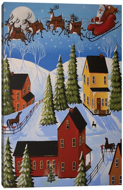 Watching For Santa Canvas Art Print - Reindeer Art