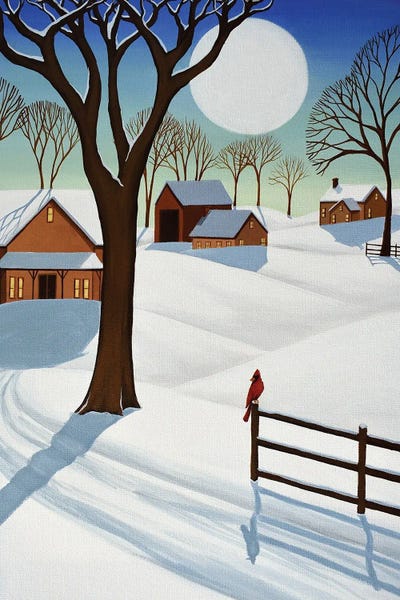 A Cardinal Waits by Debbie Criswell framed canvas print