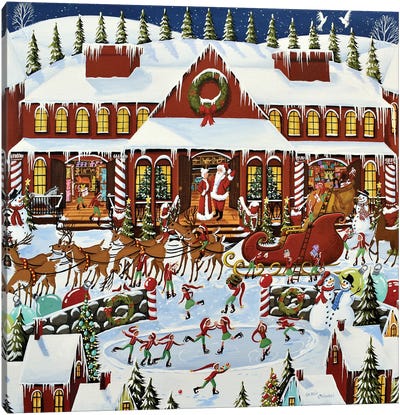 Santa's Workshop Canvas Art Print - Christmas Scenes