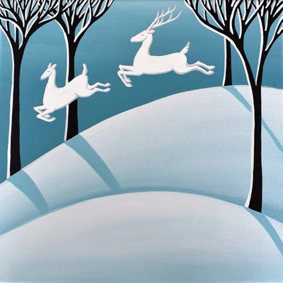 Leading Reindeer by Debbie Criswell framed canvas print