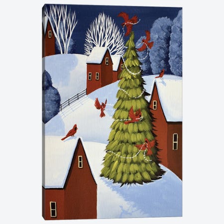 The Cardinals Tree Canvas Print #DEC201} by Debbie Criswell Art Print