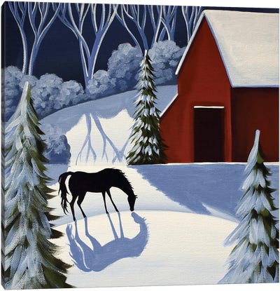 Winter Eve Canvas Art Print - Farmhouse Christmas Décor