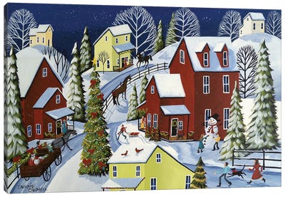 A Country Christmas Canvas Art Print - Farmhouse Christmas Décor
