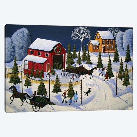 Country Christmas Tree Farm Canvas Print #DEC211} by Debbie Criswell Canvas Art