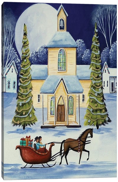 Christmas Eve Sleigh Ride Canvas Art Print - Debbie Criswell