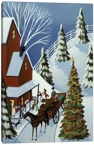 Holiday Greetings Canvas Art Print - Vintage Christmas Décor