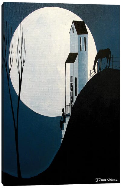 Confiding In The Moon Canvas Art Print - Debbie Criswell