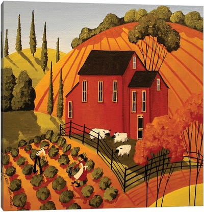 Harvesting The Greens Canvas Art Print - Thanksgiving Art