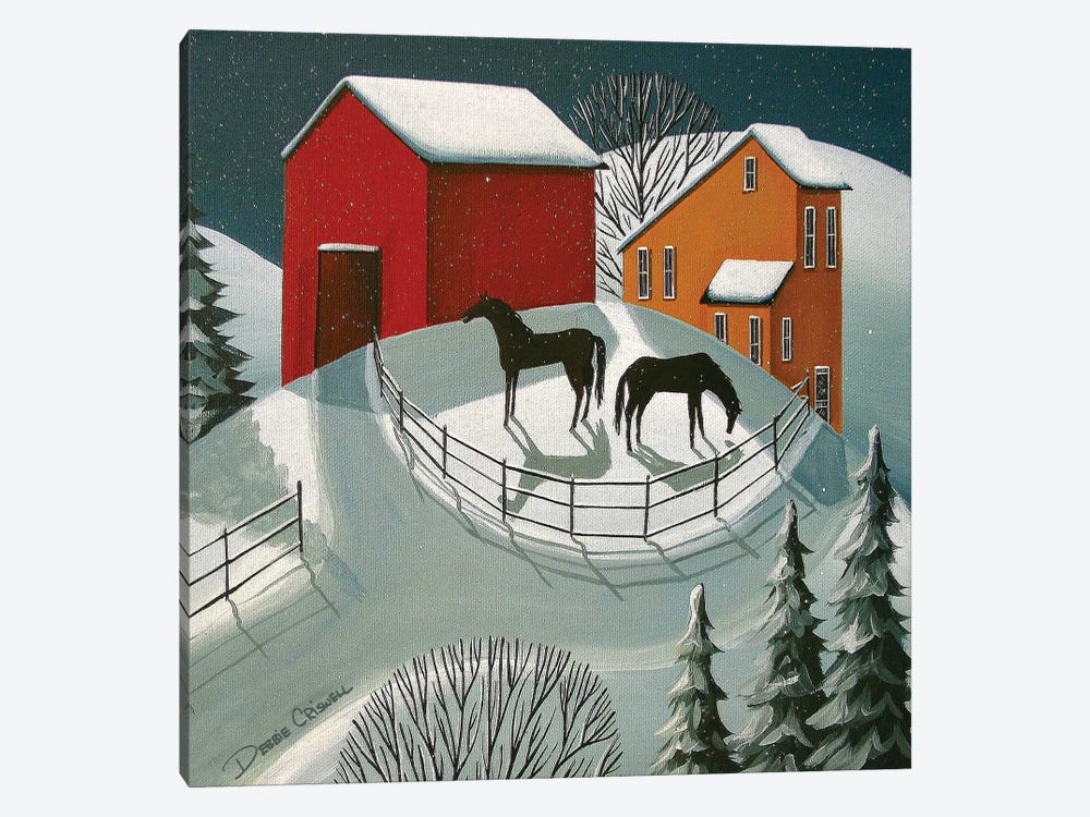 Horses In The Snow by Debbie Criswell 1-piece Canvas Art Print