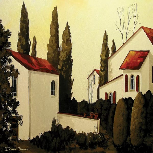 Cypress Trees: A Side Yard In Tuscany by Debbie Criswell