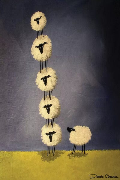 Debbie Criswell: Leaning Tower Of Sheepisa by Debbie Criswell