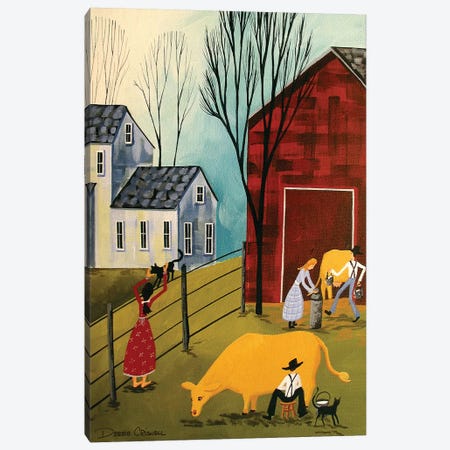 Milking The Cows Canvas Print #DEC63} by Debbie Criswell Canvas Wall Art