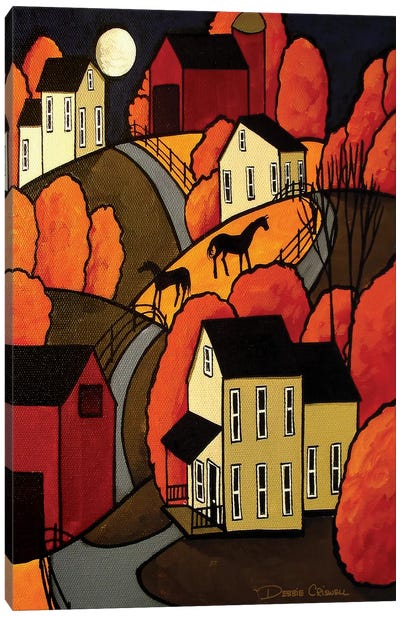 Outlined Autumn Canvas Art Print - Hill & Hillside Art