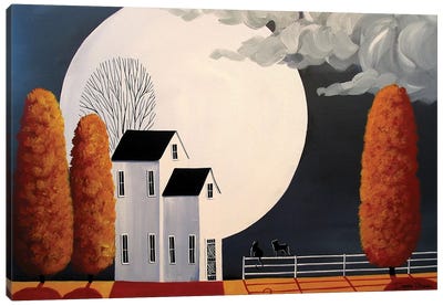 Sharing The Moon Beams Canvas Art Print - Folk Art