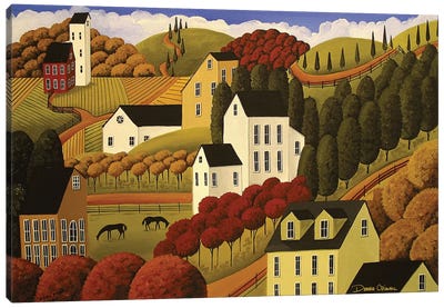 Small Farms Canvas Art Print - Folk Art