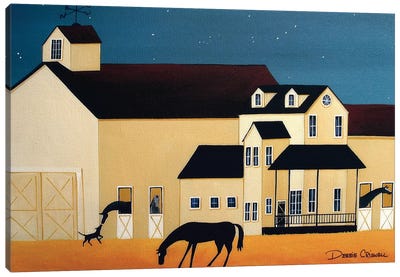 Starry Skies At The Farm Canvas Art Print - Debbie Criswell