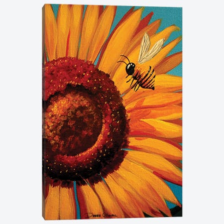Sunflower Bee Canvas Print #DEC95} by Debbie Criswell Canvas Wall Art