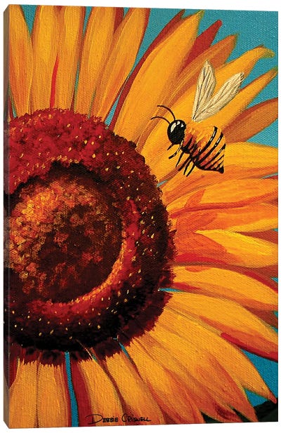 Sunflower Bee Canvas Art Print - Bee Art