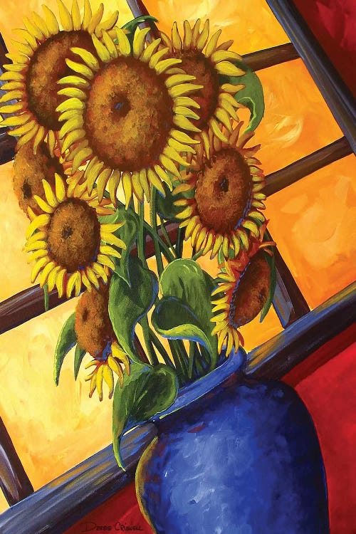 Sunflowers Blue Vase