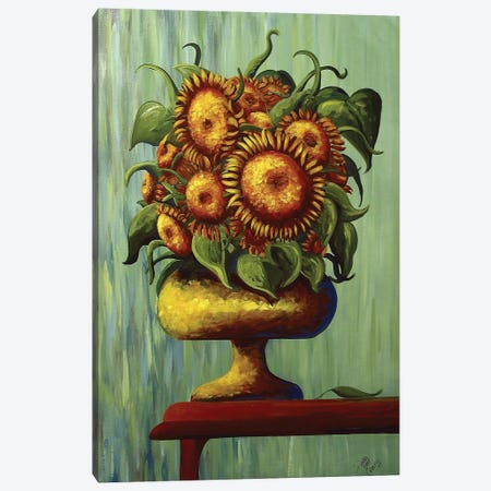 Sunflowers In Green Canvas Print #DEC97} by Debbie Criswell Canvas Wall Art